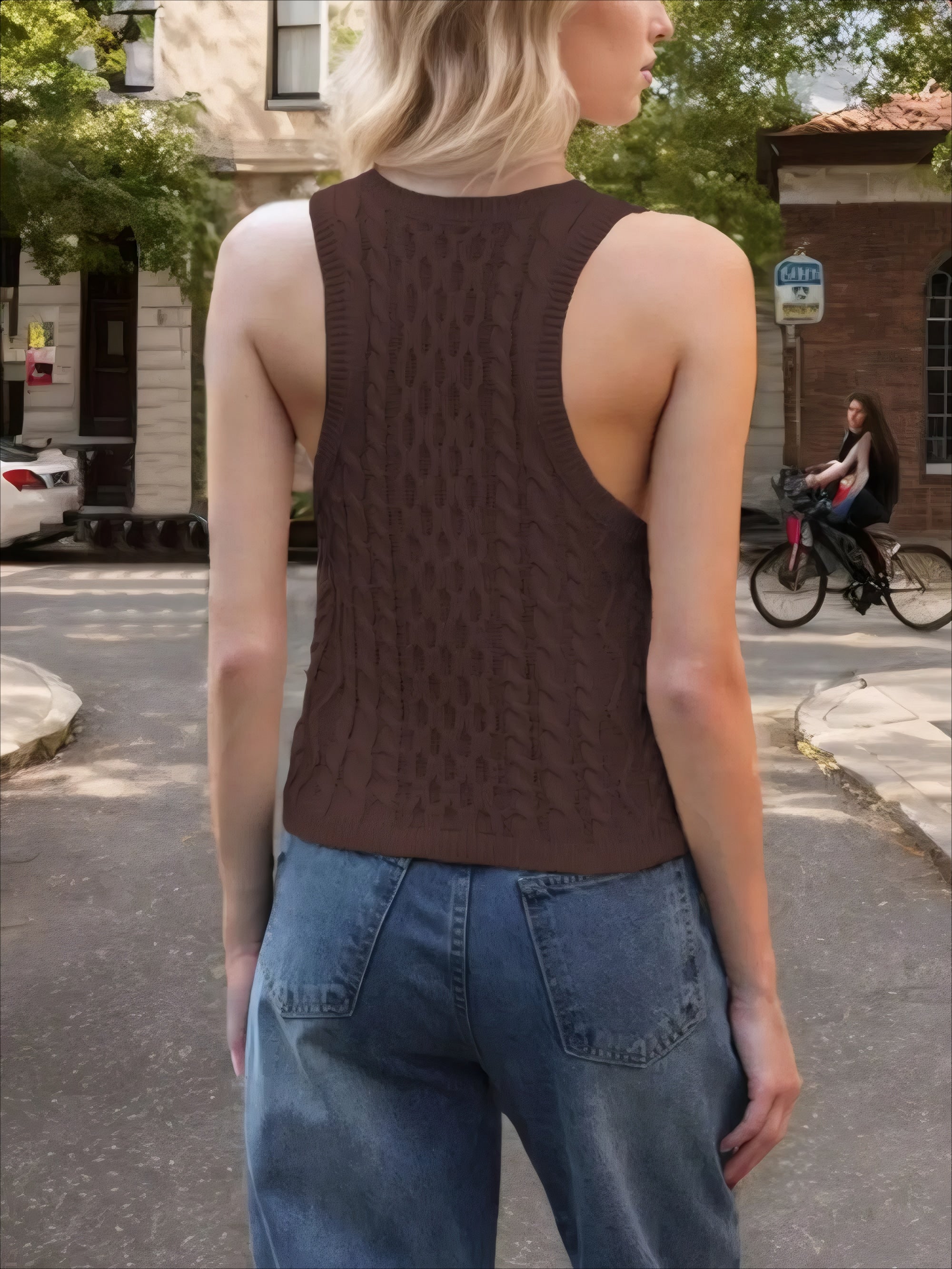 ELNOVÉ Angèle V-Neck Knit Vest