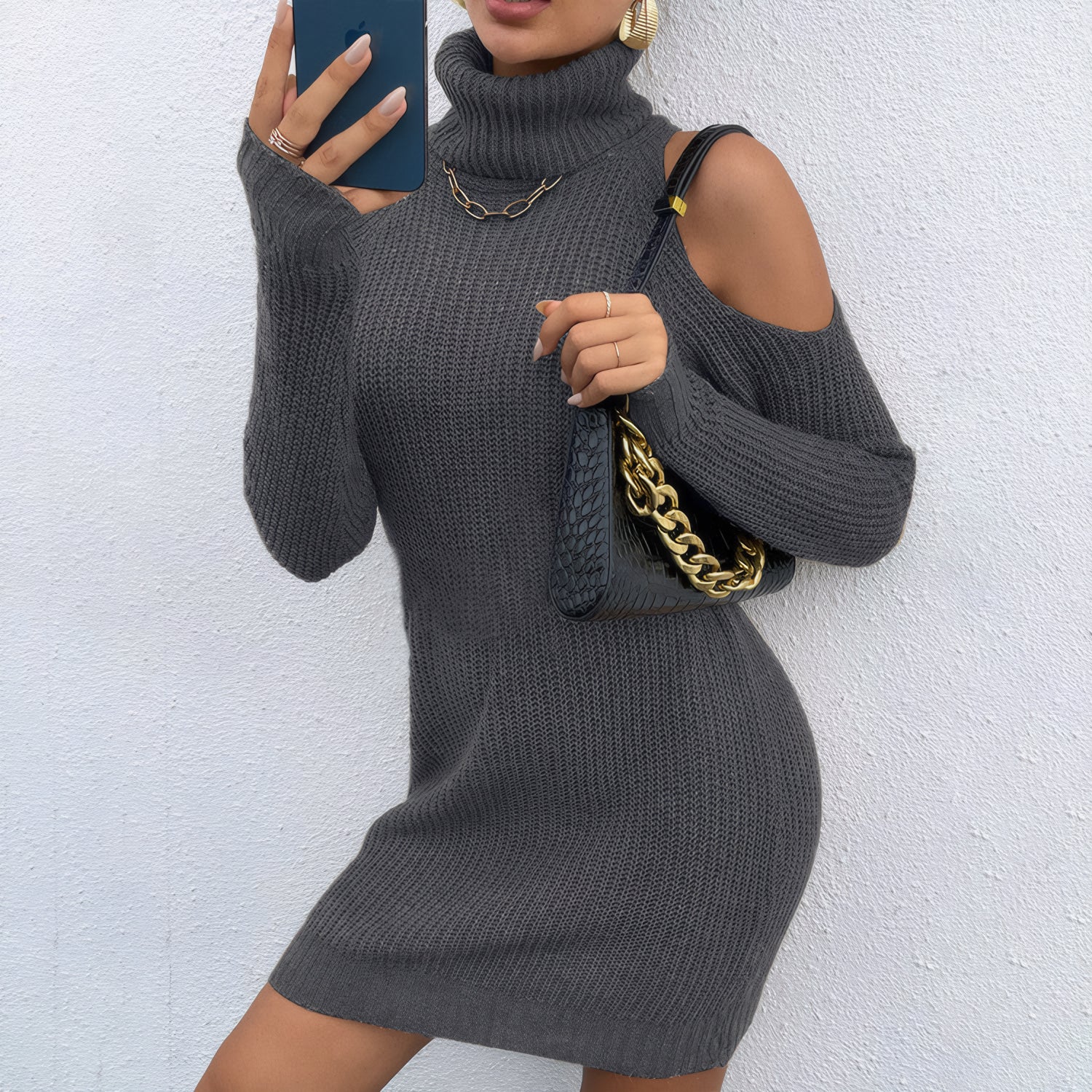 ELNOVÉ Celine Rollkragen Strickkleid