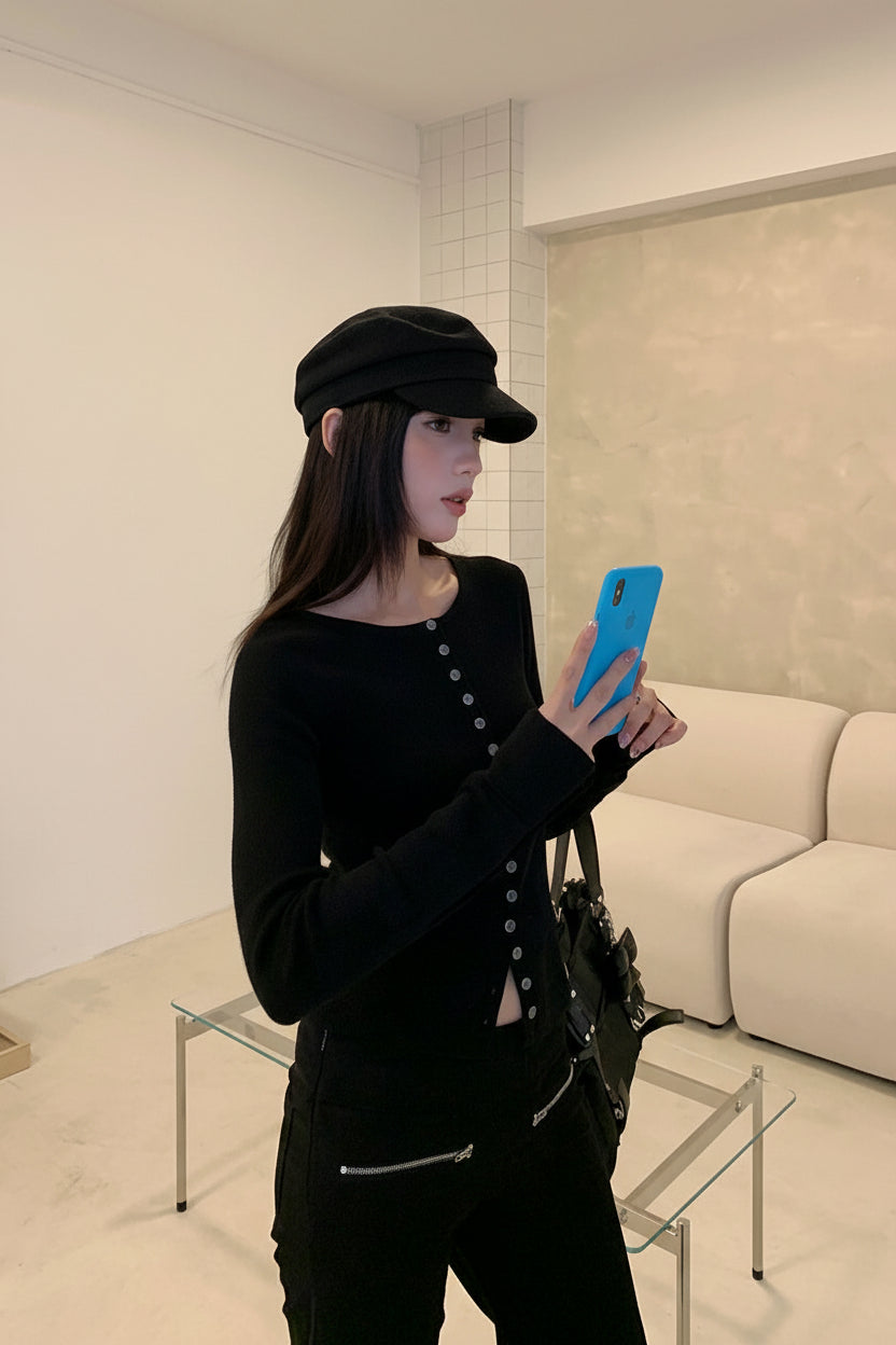 Versatile Long-Sleeve Knit Cardigan