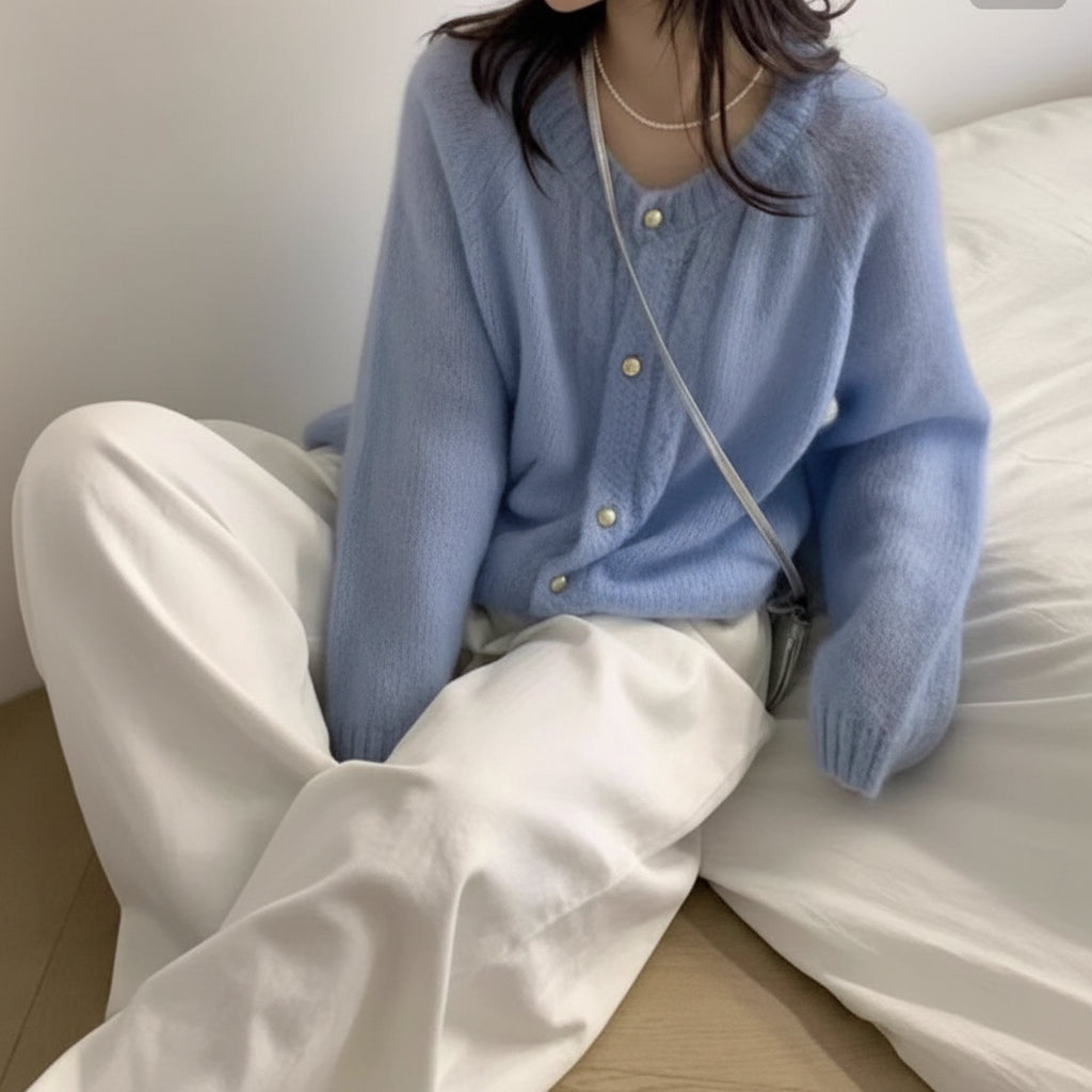 Cable Knit Round Neck Sweater — Detail View 4