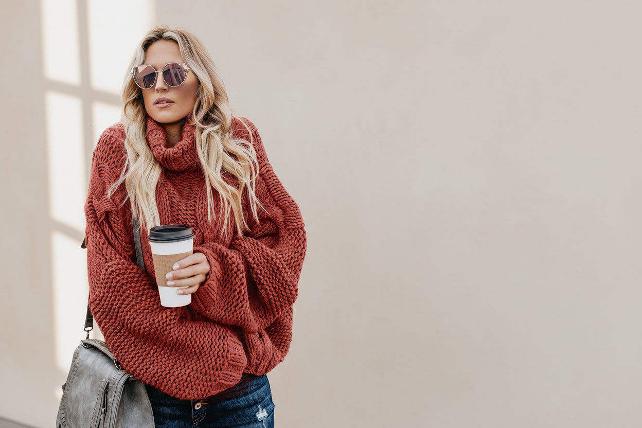 Cable-Knit Handmade Turtleneck Sweater — Detail View 22