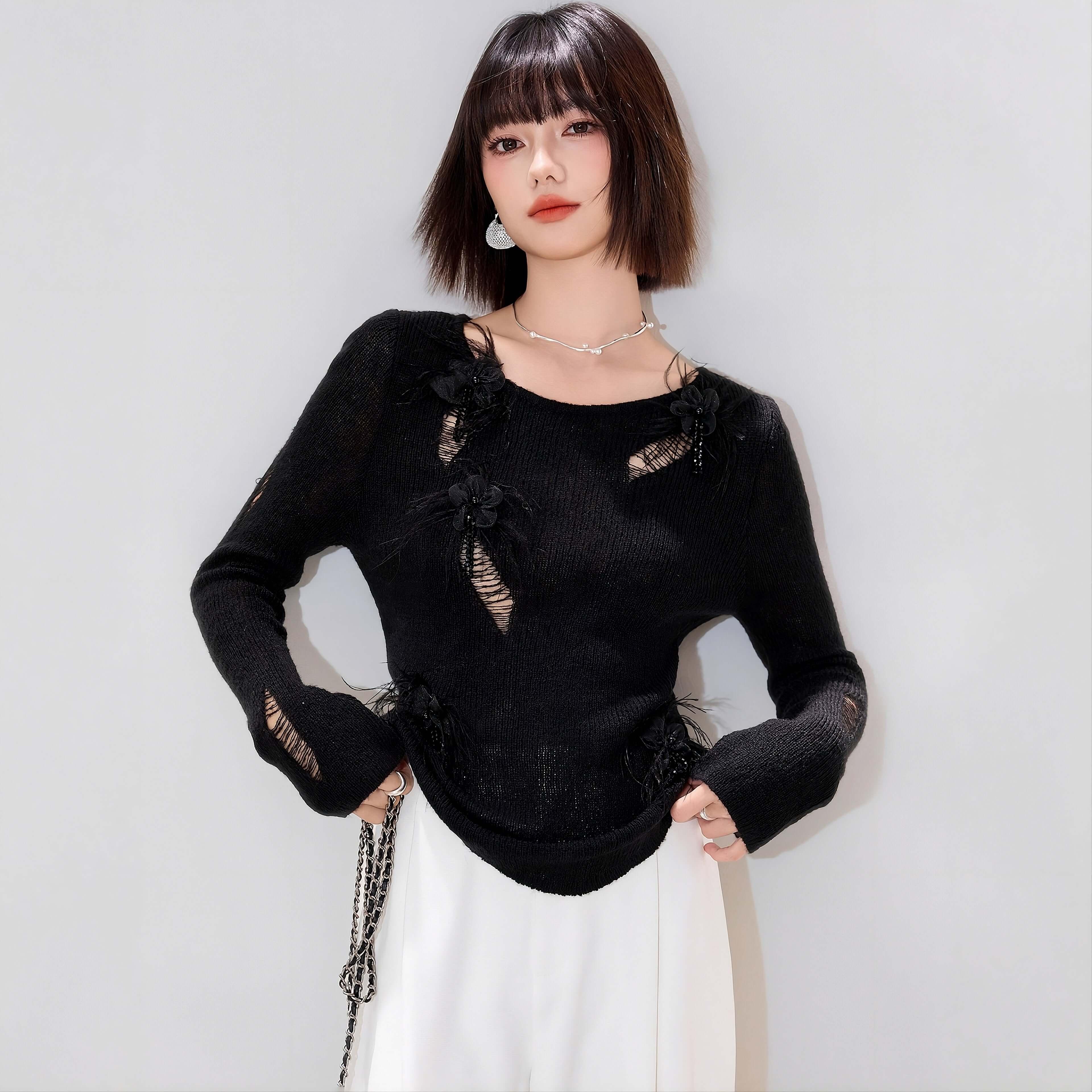 Émeline Durchbrochener Pullover