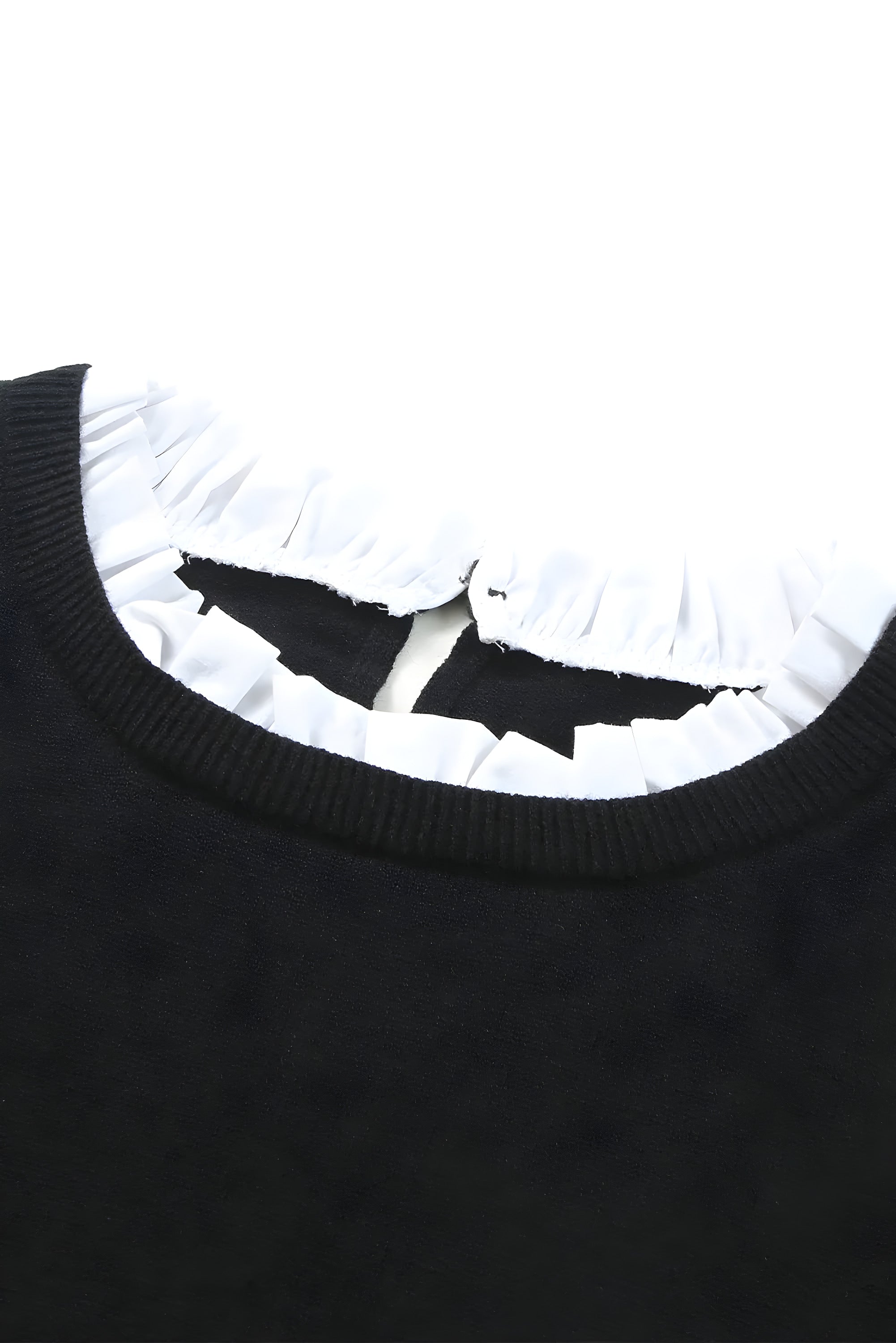 ELNOVÉ Coralie Ruffled Crew Neck Knit Sweater
