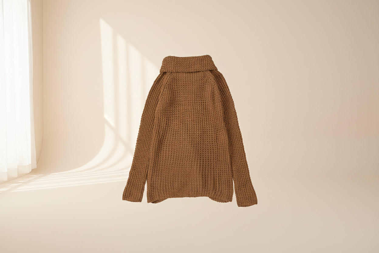 Buttoned Wrap Turtleneck Sweater