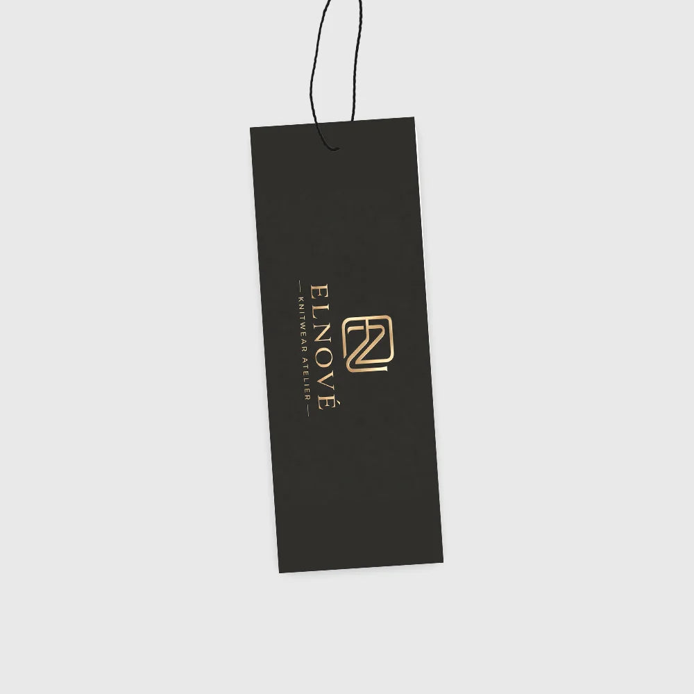 ELNOVE black and gold hangtag
