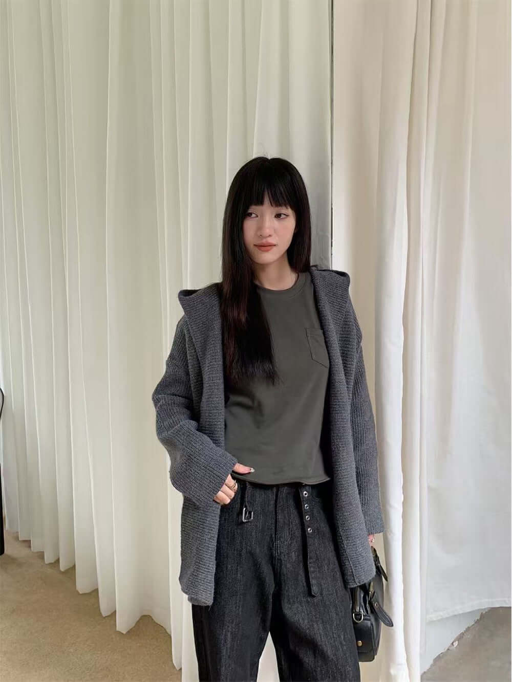 Héloïse Hooded Ribbed Knit Sweater