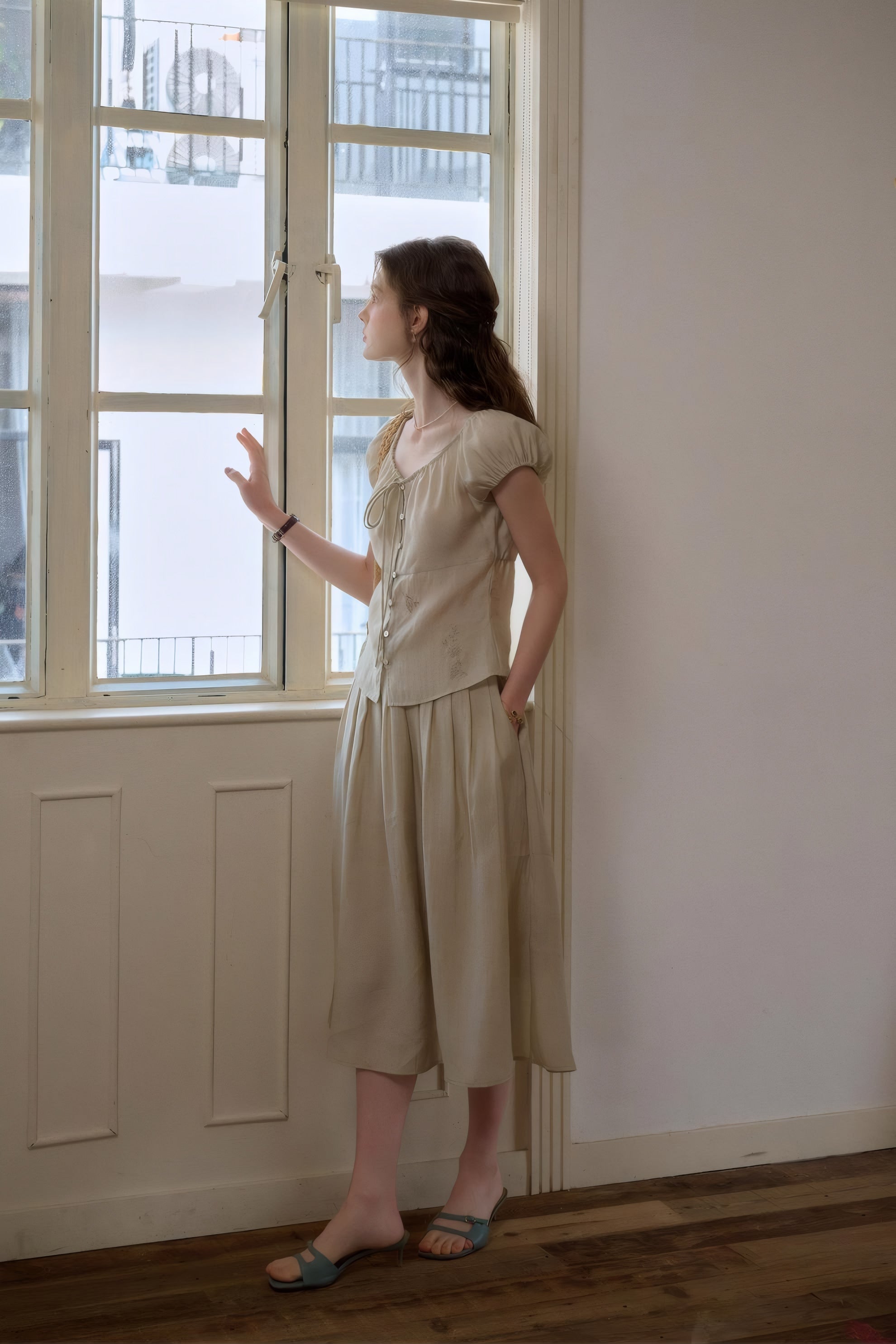 ELNOVÉ Thomasine Embroidered Tencel Skirt