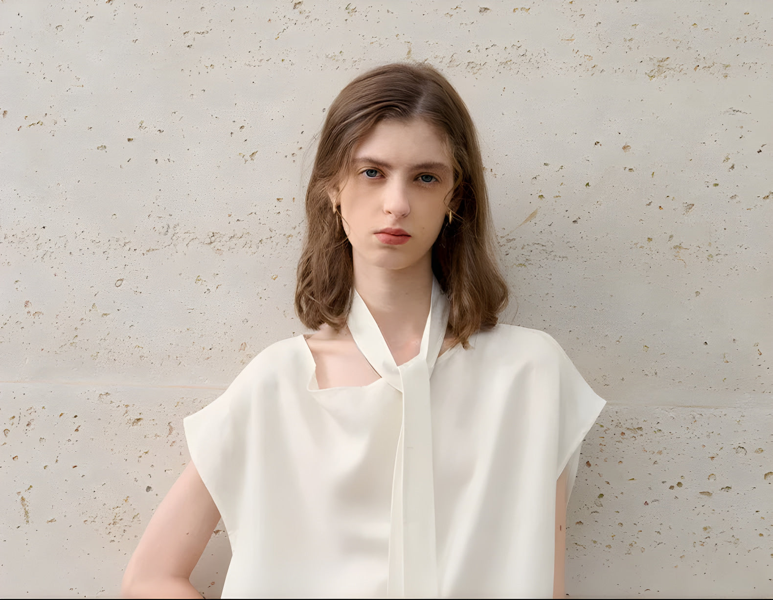 Simone Tencel Swing-Collar Belted Top