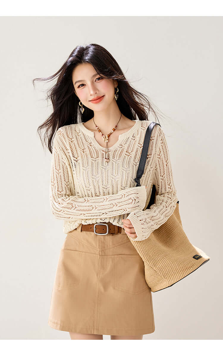 Solène Openwork Knit Pullover