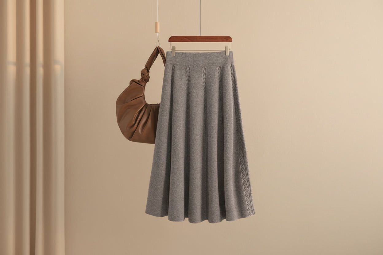 ELNOVÉ Knit A-Line Umbrella Skirt