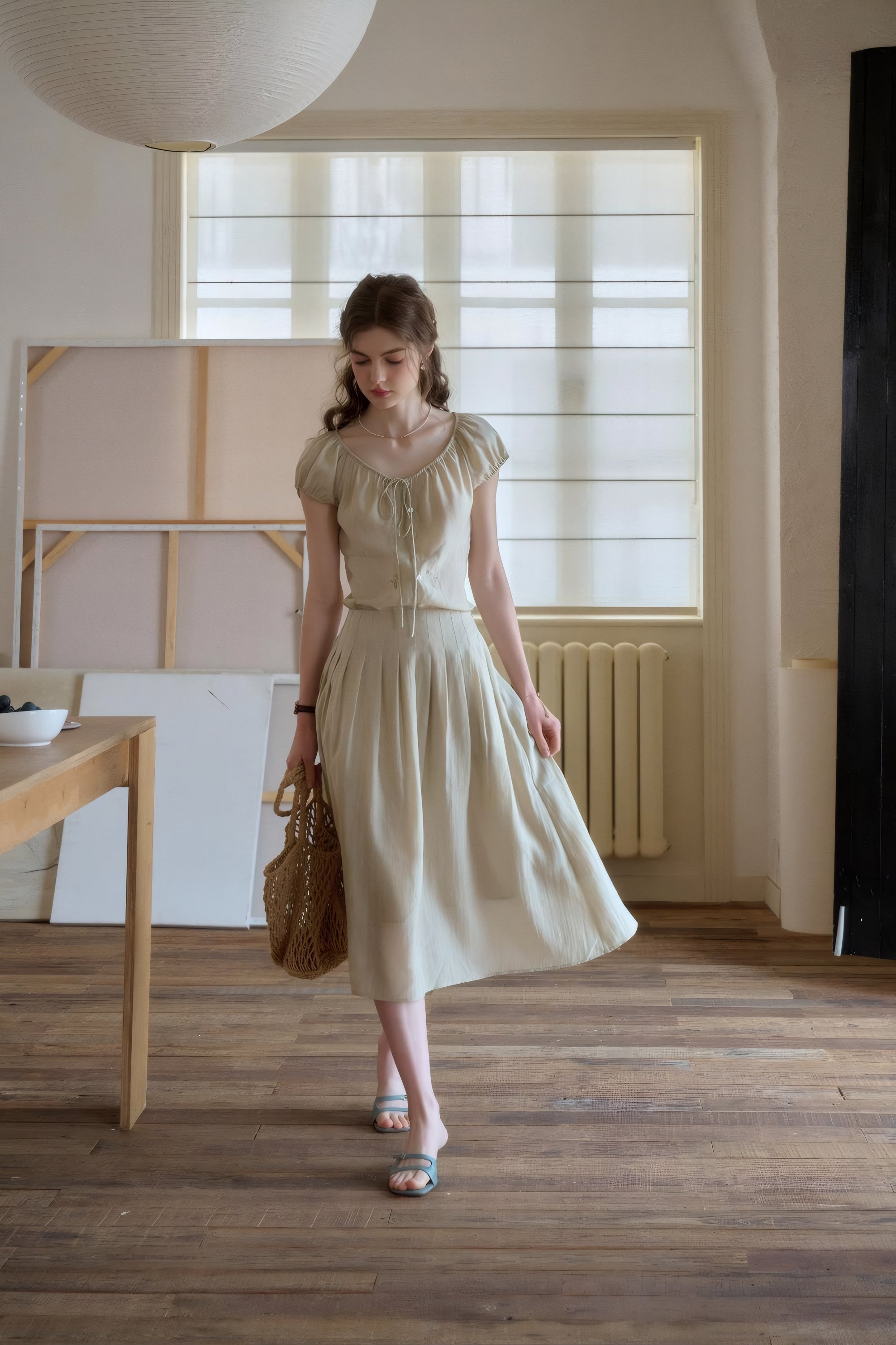 ELNOVÉ Thomasine Embroidered Tencel Skirt