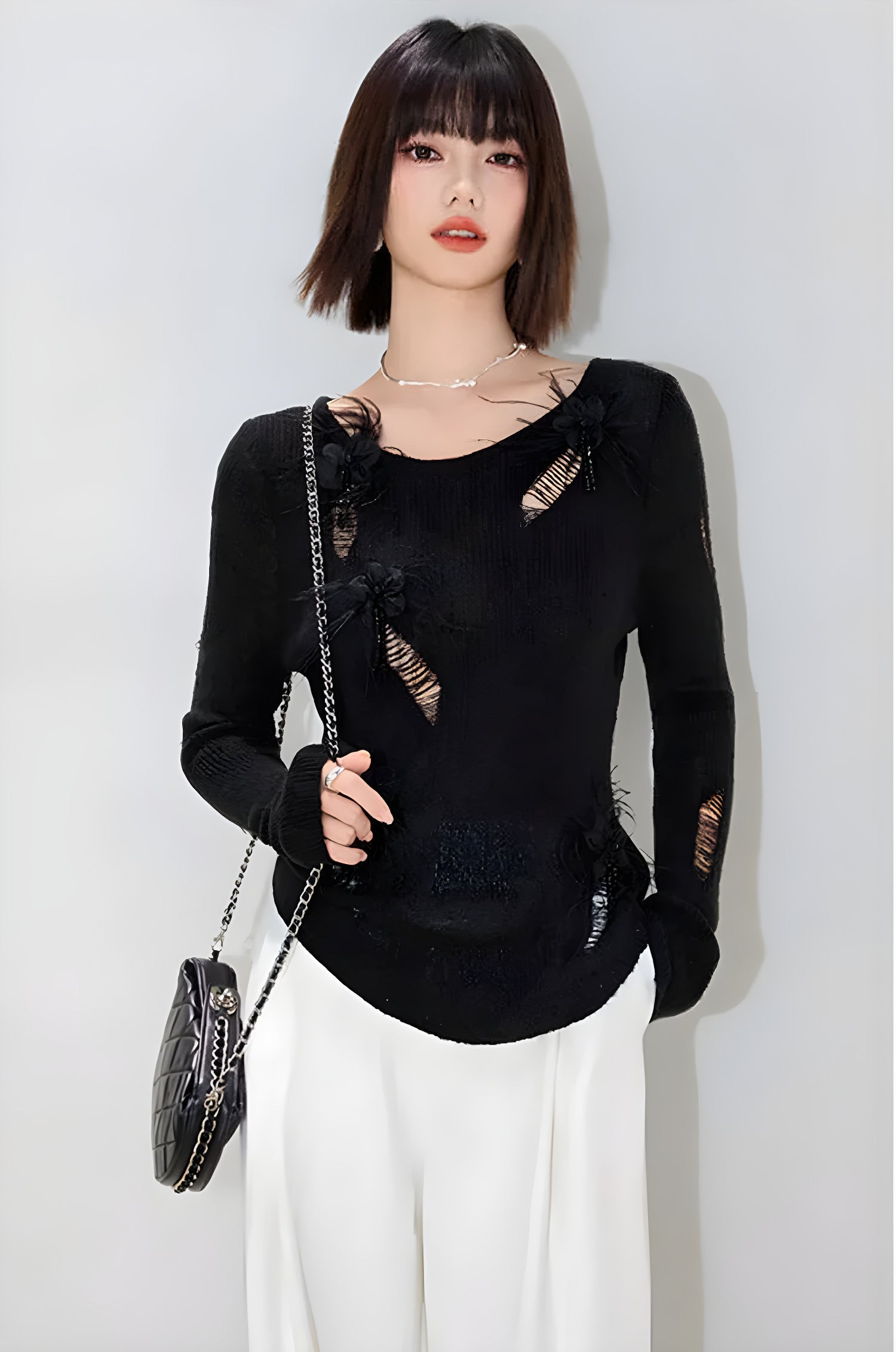 Émeline Durchbrochener Pullover