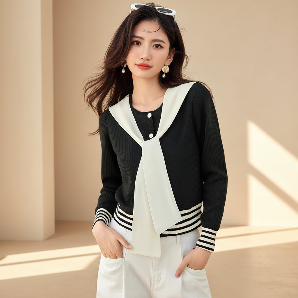 Shoulder Shawl Knit Top — View 2