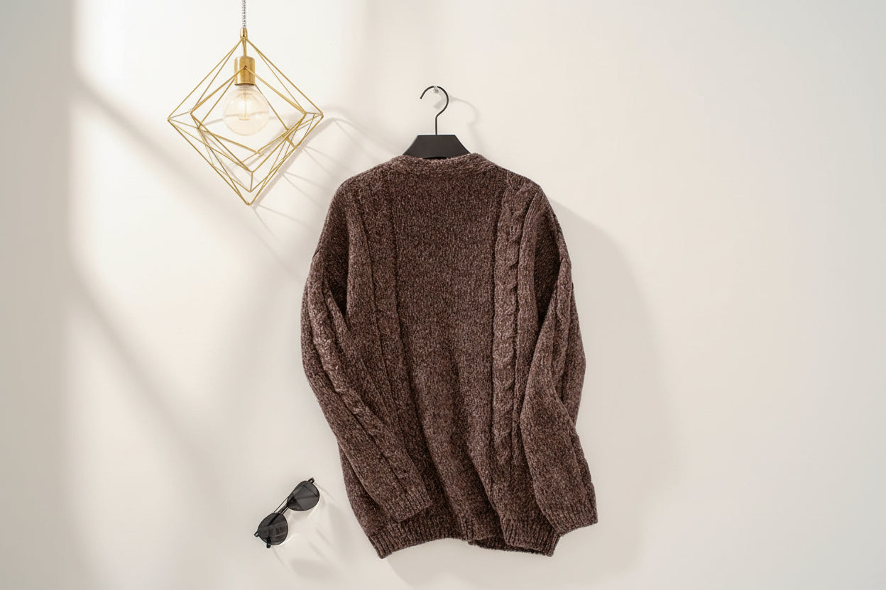 ELNOVÉ Cable-Knit Open Front Cardigan