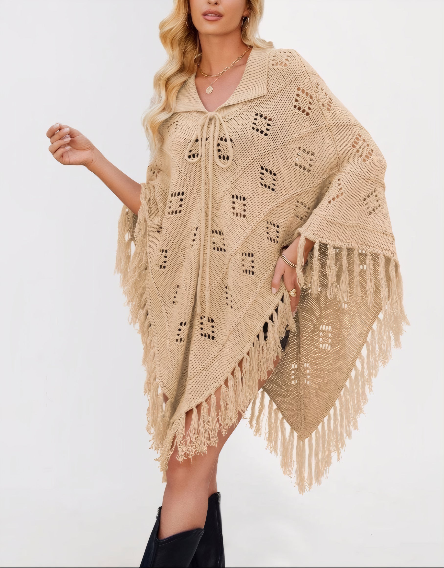 ELNOVÉ Ariane Tassel Knit Shawl