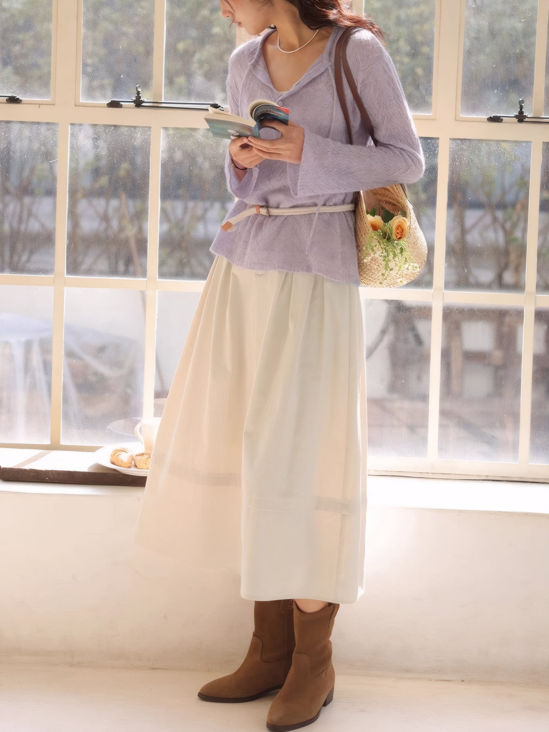 ELNOVÉ Patricia Tencel-Blend Knit Top