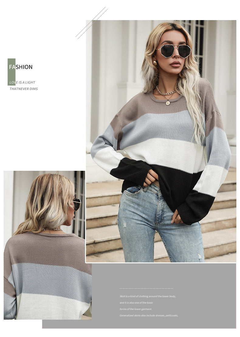 color-block knit pullover