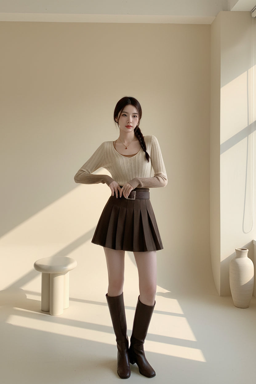 V-Neck Openwork Knit Top — Back View