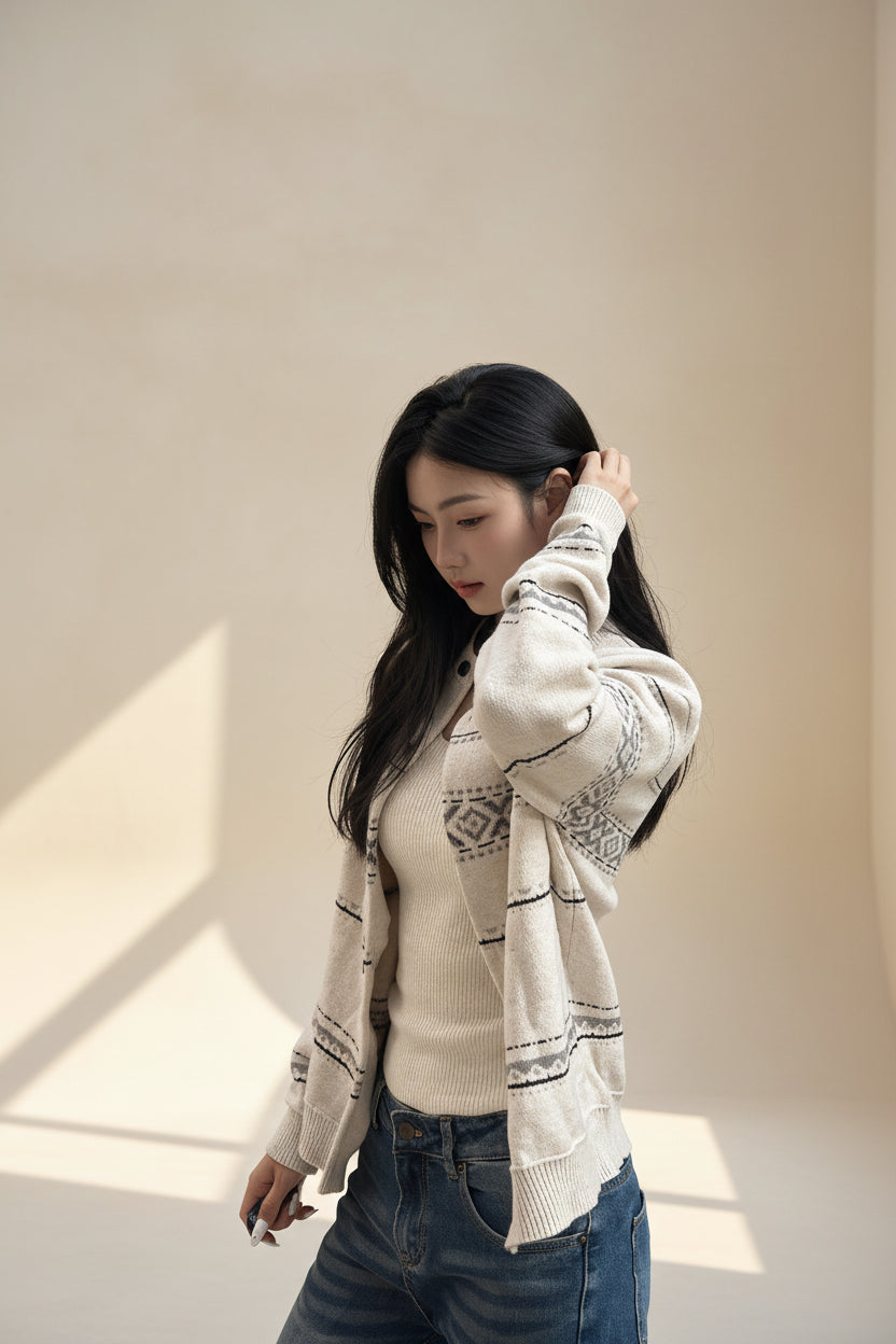 Fair Isle Knit Cardigan