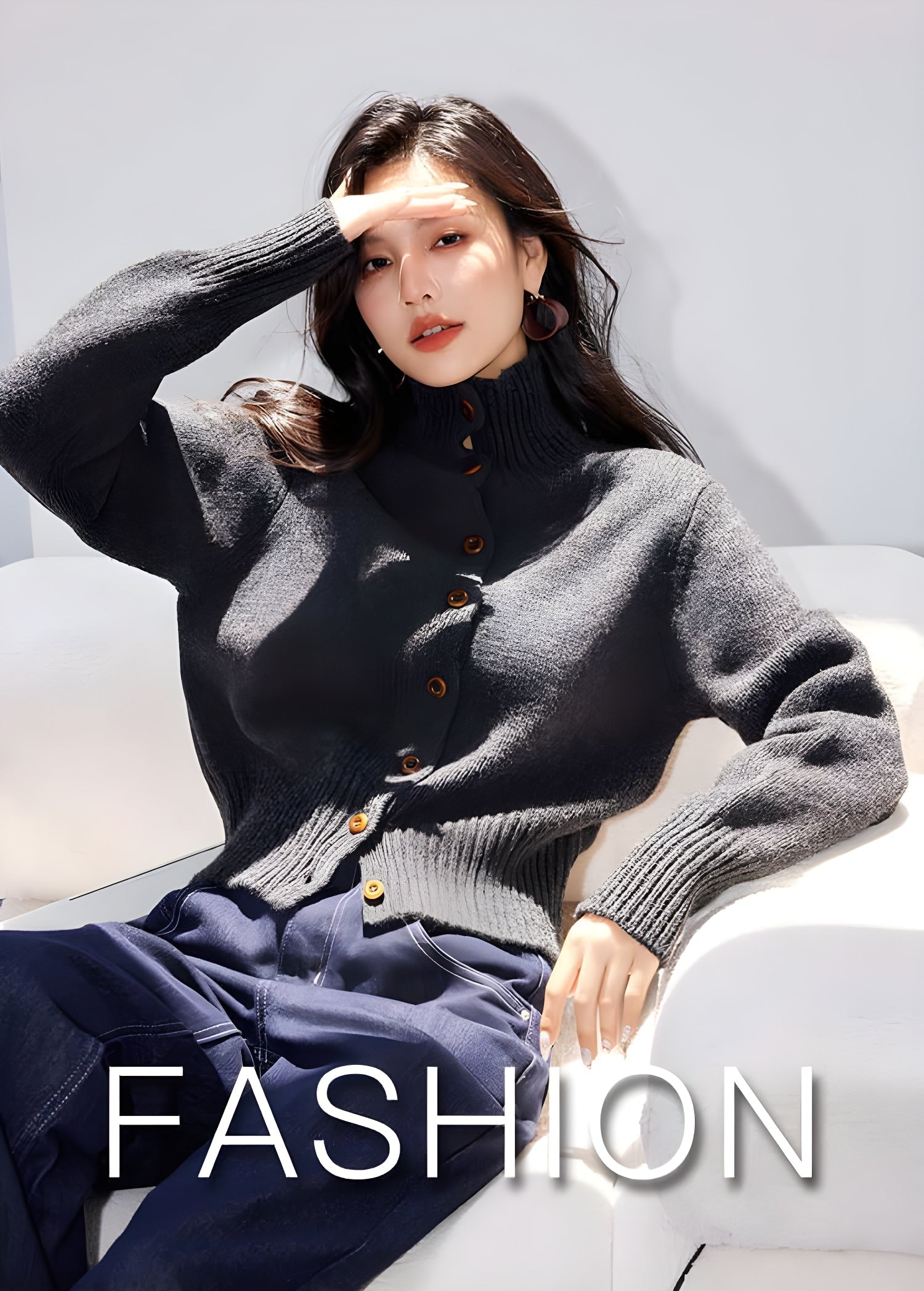 Lisette Striped Stand-Collar Knit Cardigan