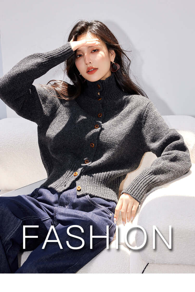 Lisette Striped Stand-Collar Knit Cardigan