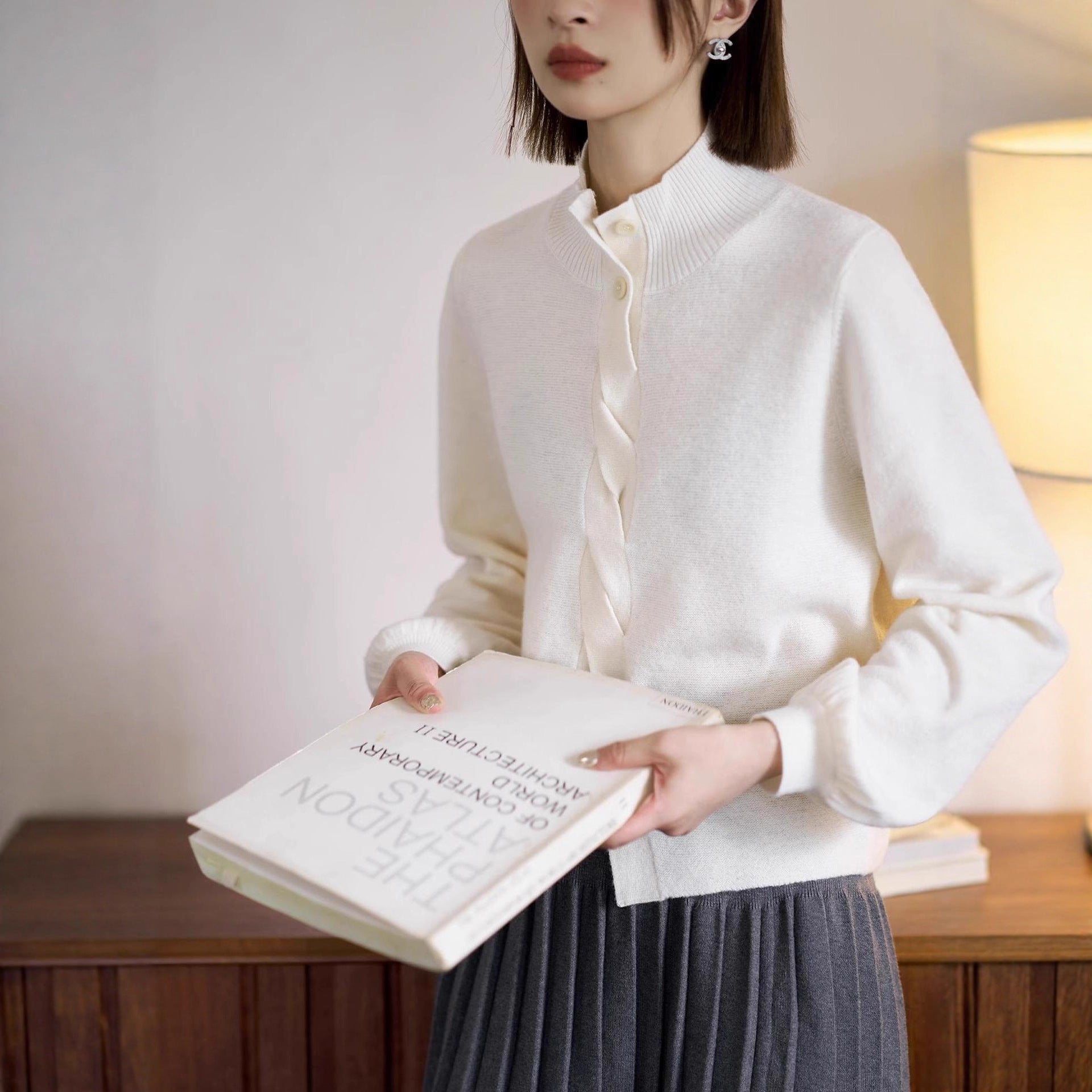 ELNOVÉ Chambord Stand-Collar Merino Sweater