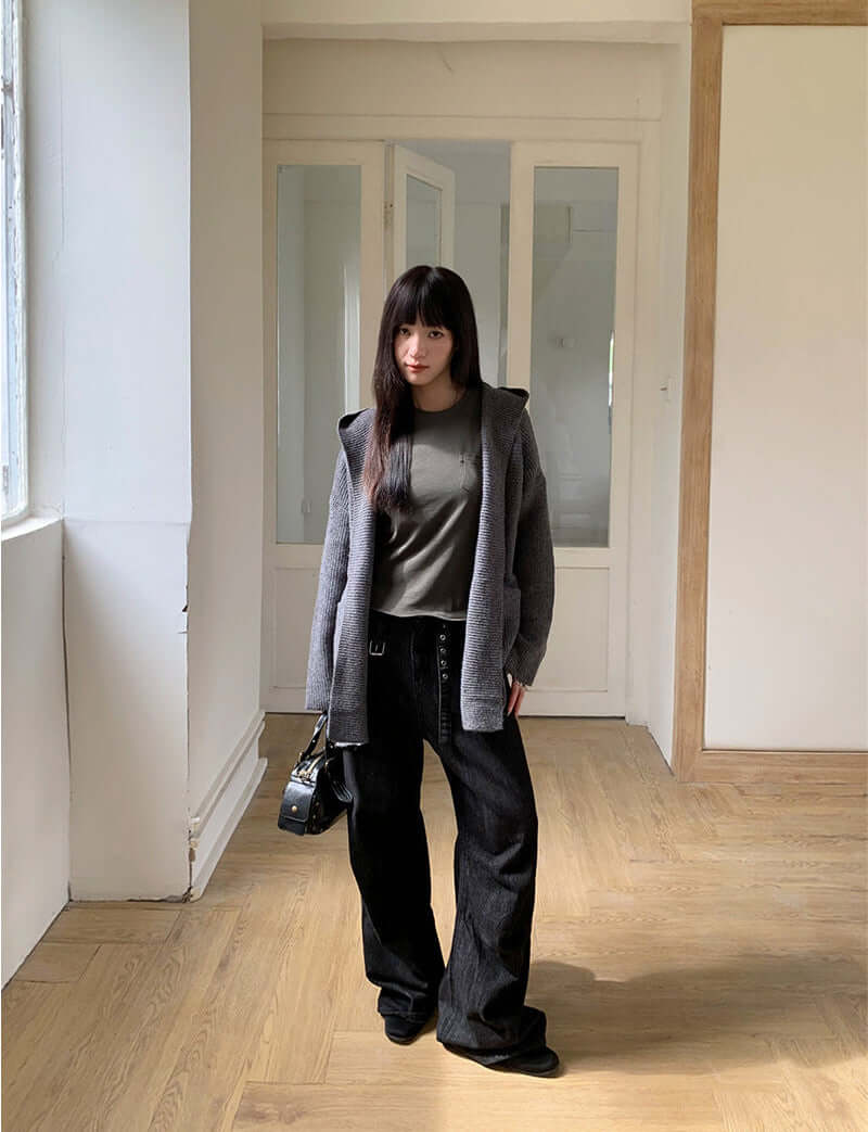 Héloïse Hooded Ribbed Knit Sweater