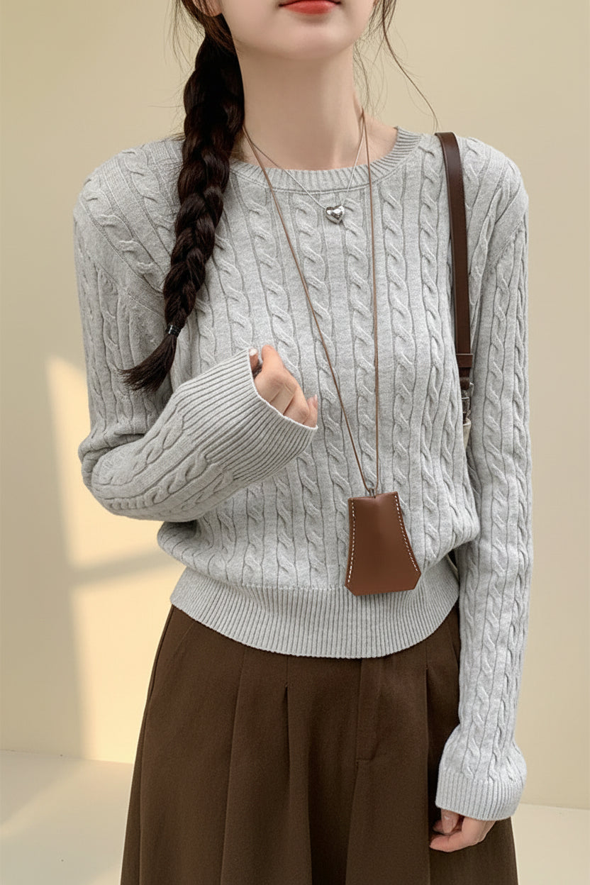 ELNOVÉ Tweed-Style Fitted Knit Top