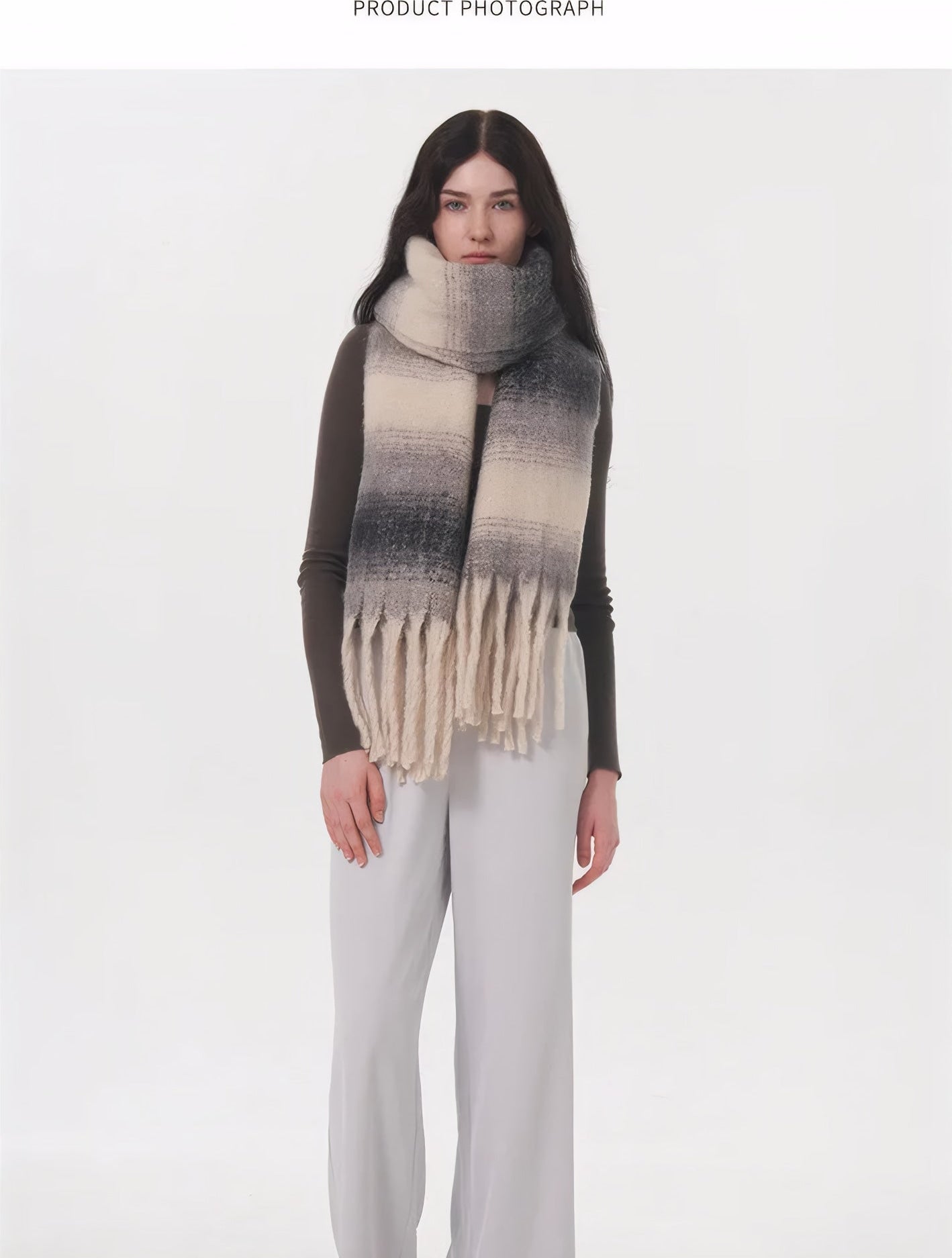 ELNOVÉ Vanessa Striped Tassel Scarf