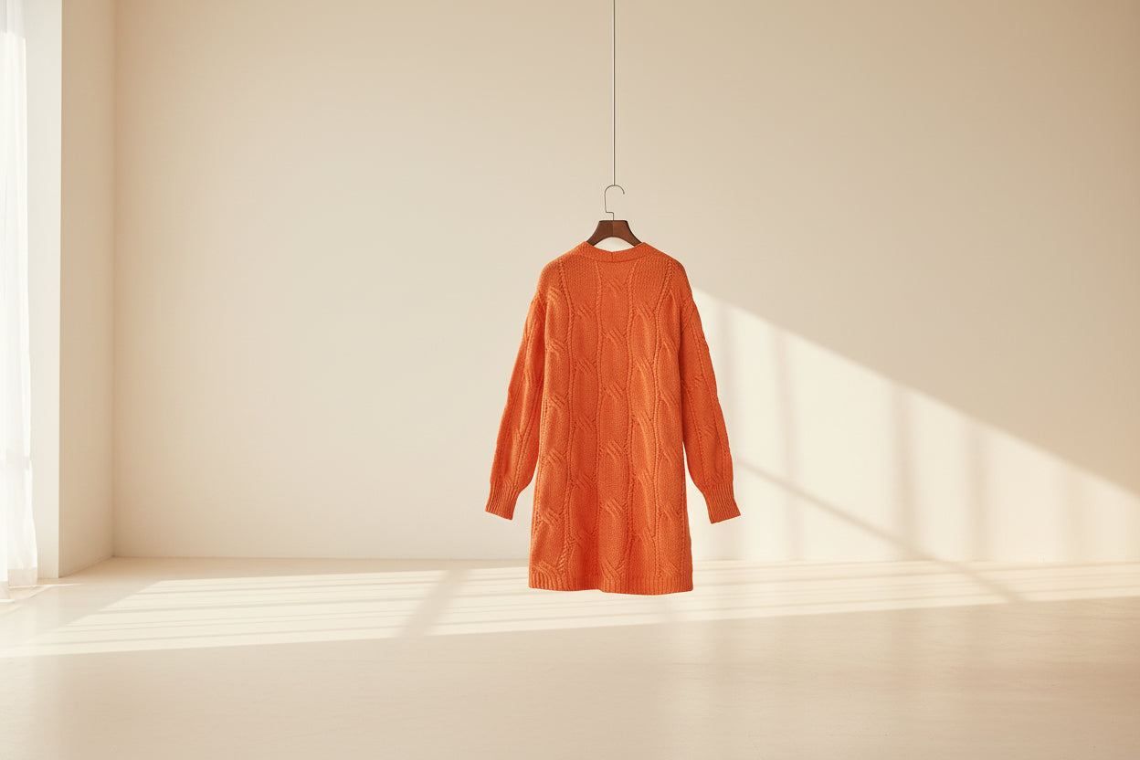 Ribbed Trim Eyelet Cable Knit Cardigan — View 19