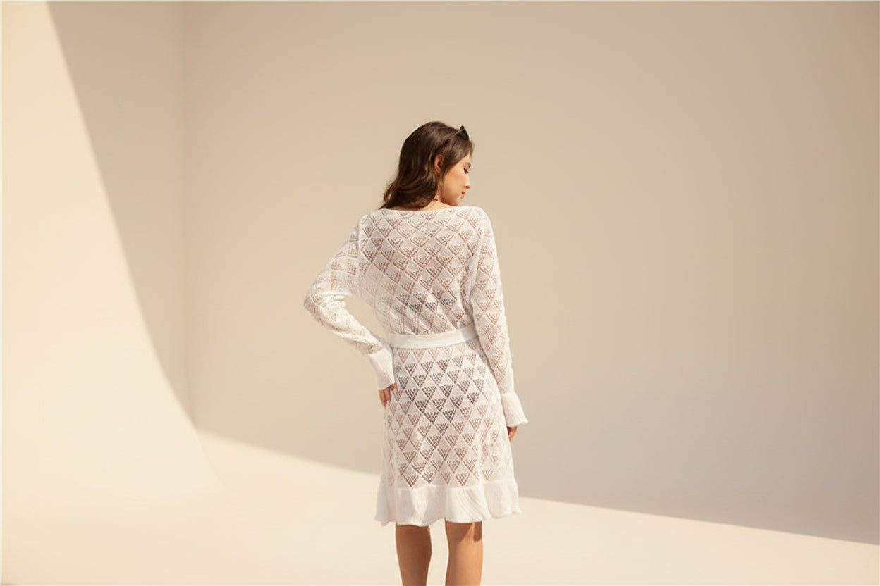 ELNOVÉ Hollow Knit Beach Cover-Up