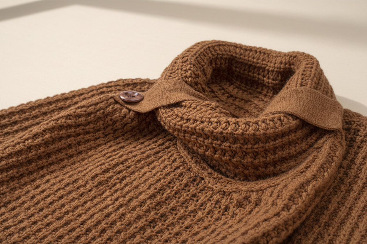 Buttoned Wrap Turtleneck Sweater