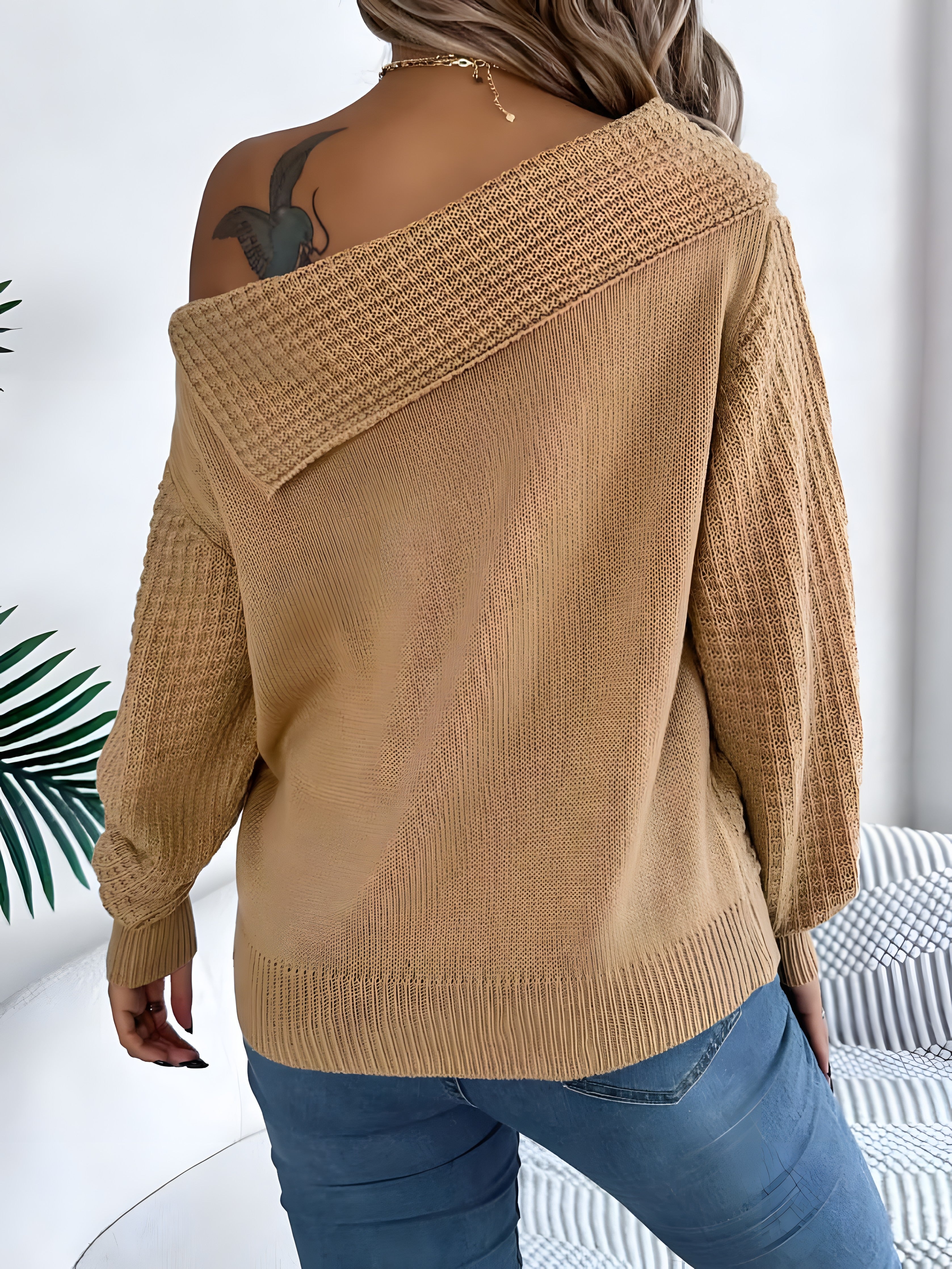 ニット/セーター CLANE TUCK SHOULDER CABLE KNIT POL Coral Mock Neck Bubble Sleeve Cable Knit Sweater | Lime Lush