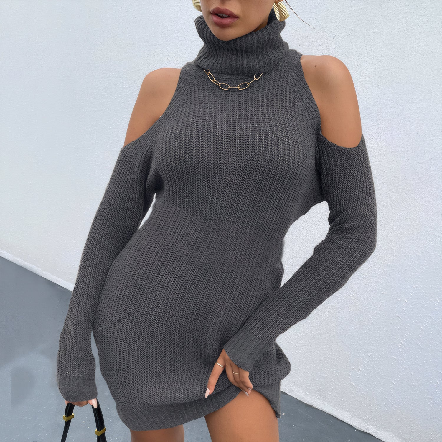 ELNOVÉ Celine Rollkragen Strickkleid