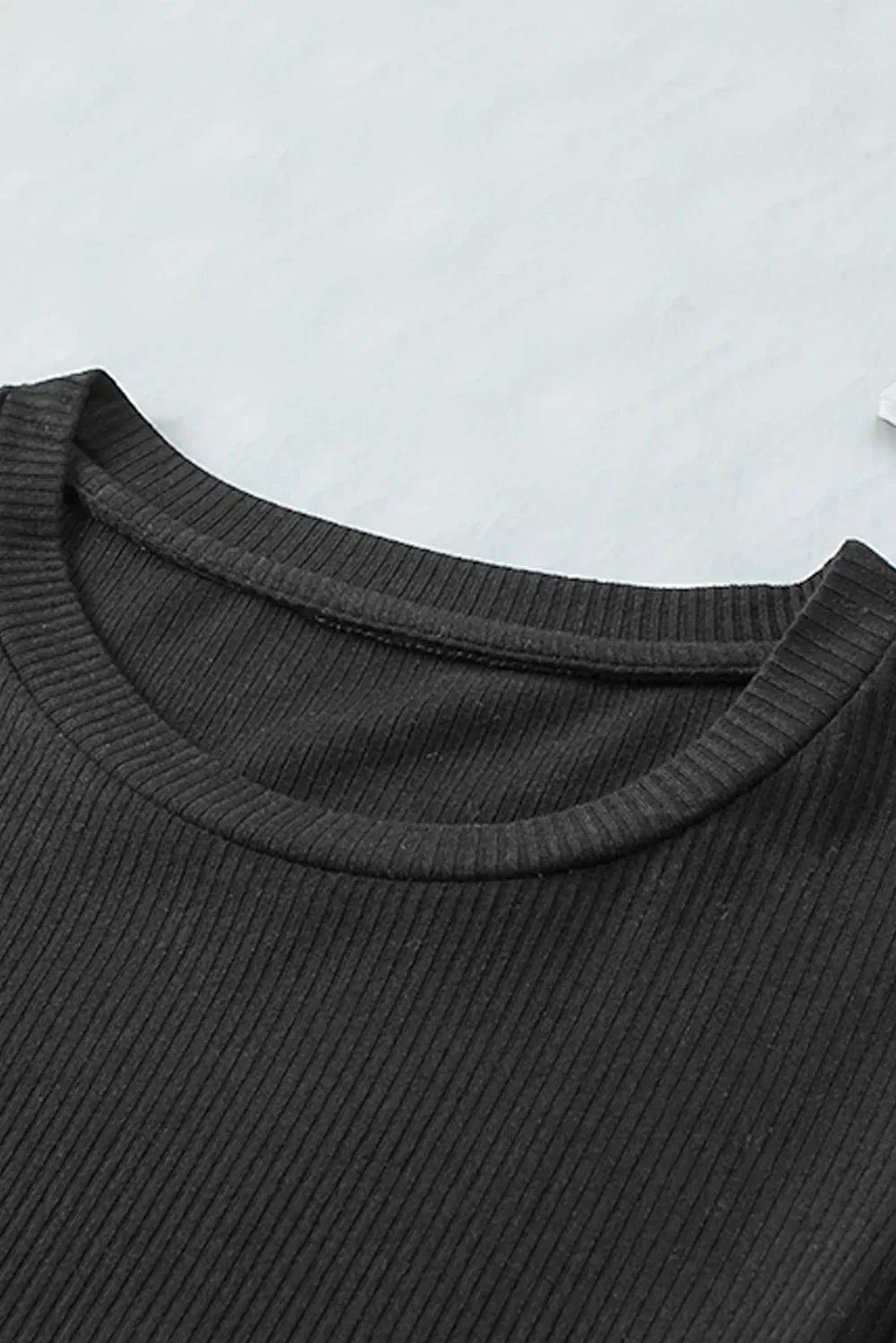 ELNOVÉ Aurélie Scalloped Eyelet Sleeve Ribbed Knit Top