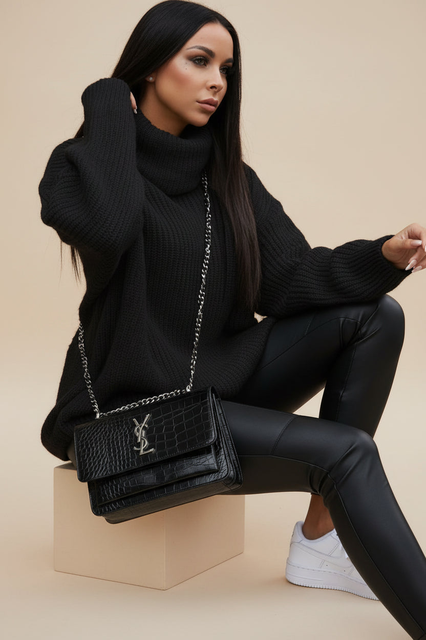 ELNOVÉ Knit Long Sleeve Sweater Dress