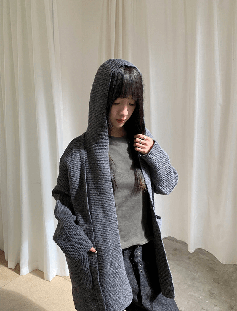 Héloïse Hooded Ribbed Knit Sweater