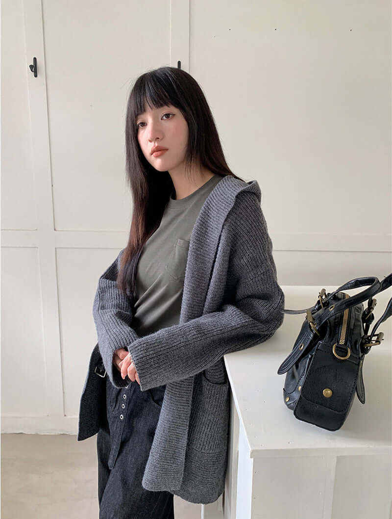 Héloïse Hooded Ribbed Knit Sweater