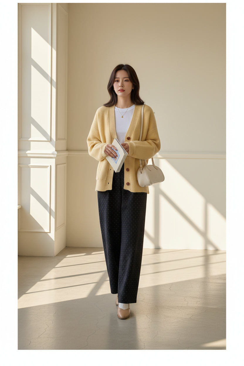 Classic V-Neck Button Cardigan — Detail View 5