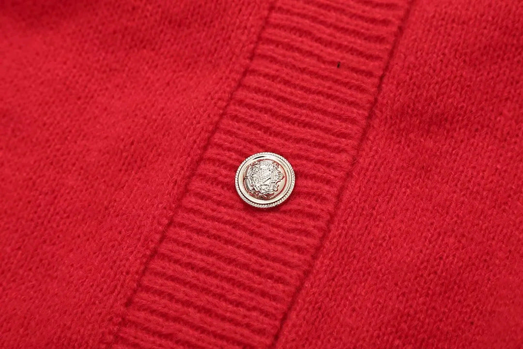 feather-trim knit cardigan