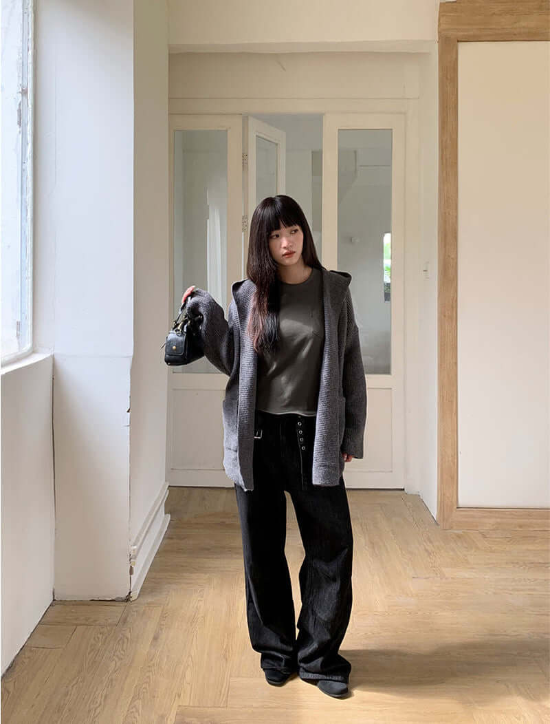 Héloïse Hooded Ribbed Knit Sweater