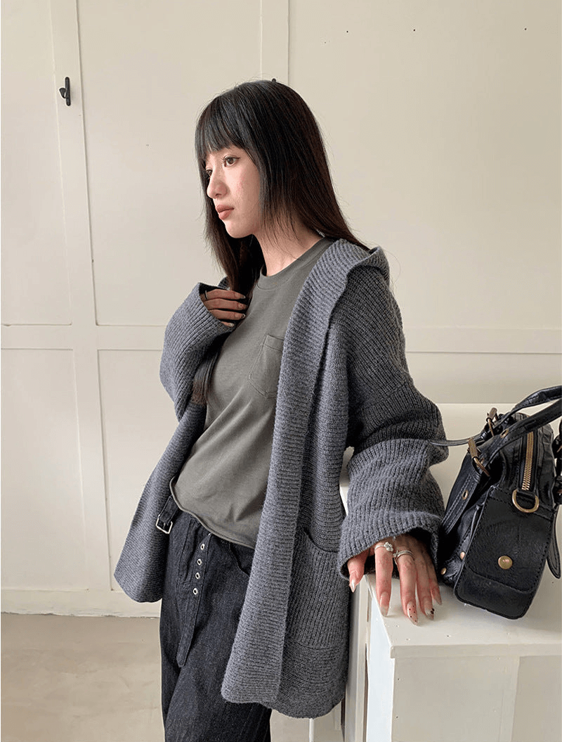 Héloïse Hooded Ribbed Knit Sweater