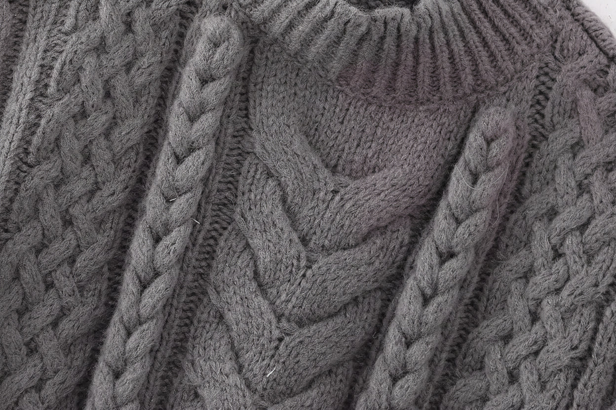 Braided High-Collar Knit Vest