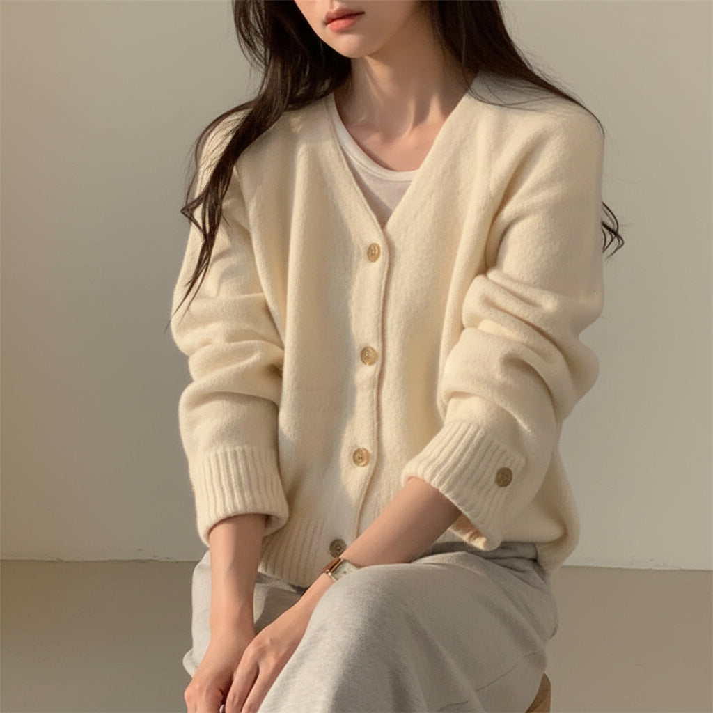 ELNOVÉ V-Neck Knit Cardigan