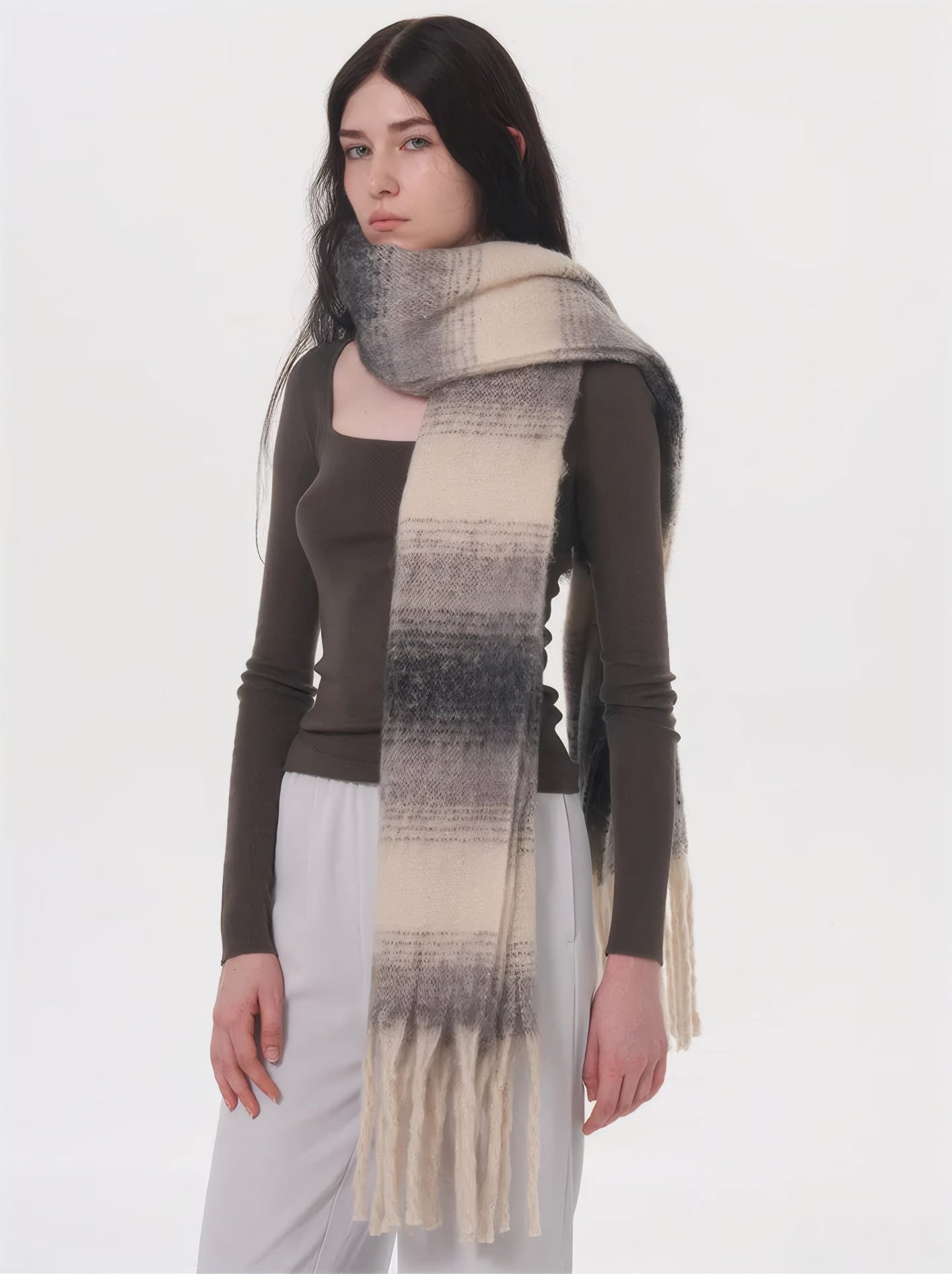 ELNOVÉ Vanessa Striped Tassel Scarf