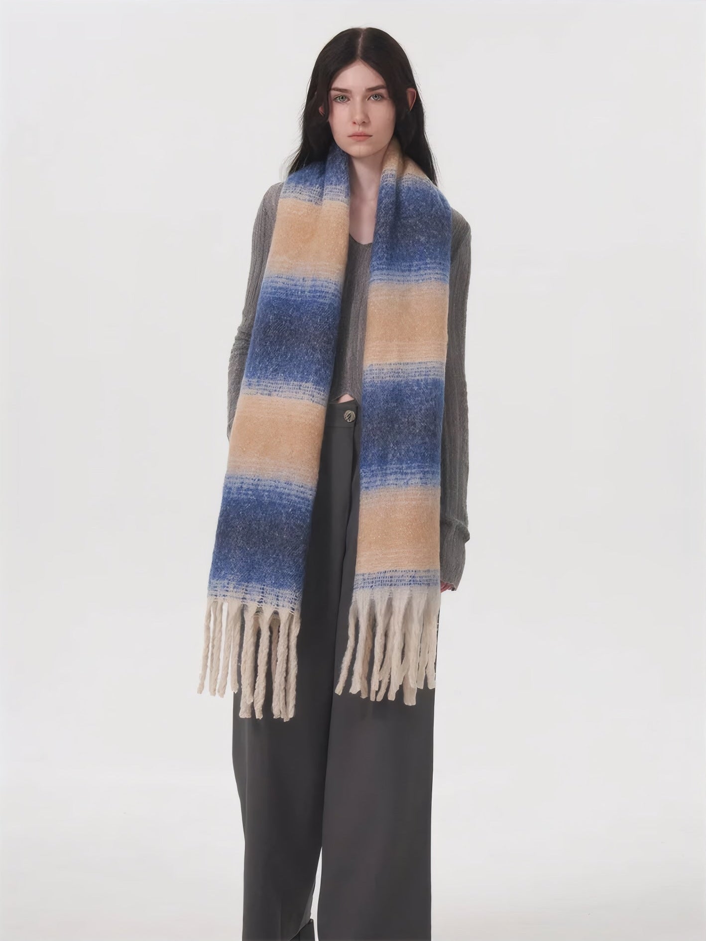 ELNOVÉ Vanessa Striped Tassel Scarf