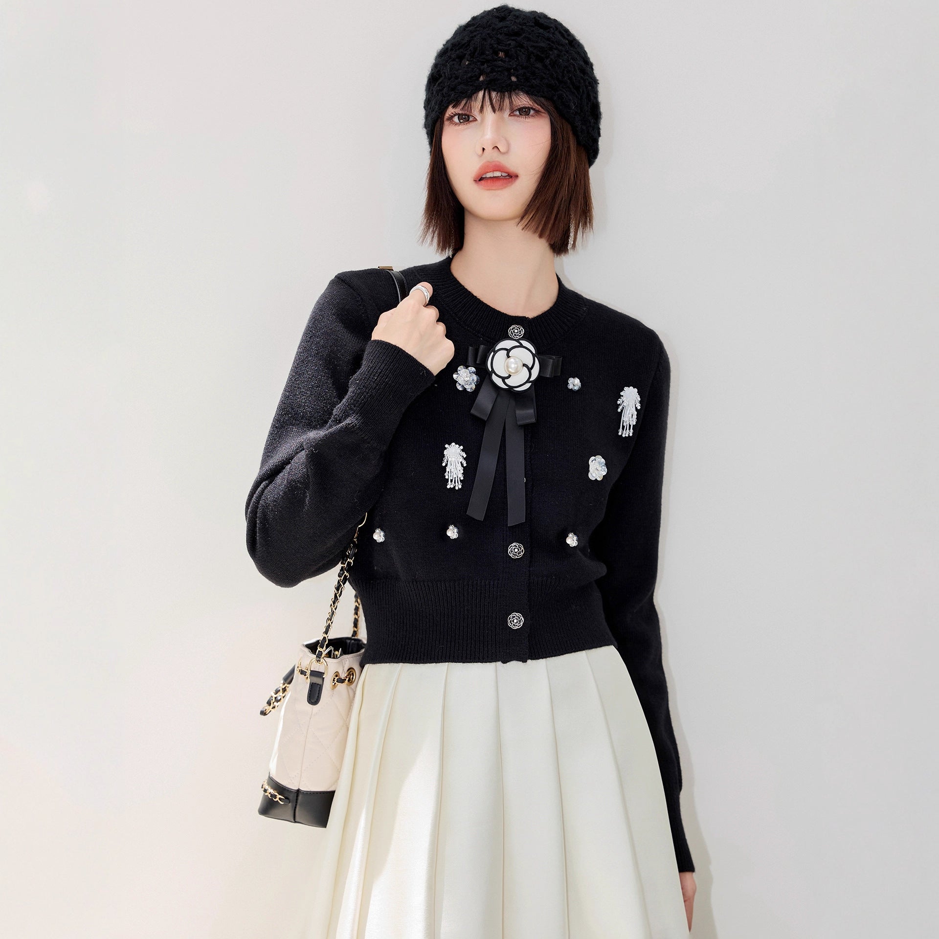 Embellished Beaded Knit Cardigan — Detail View 4