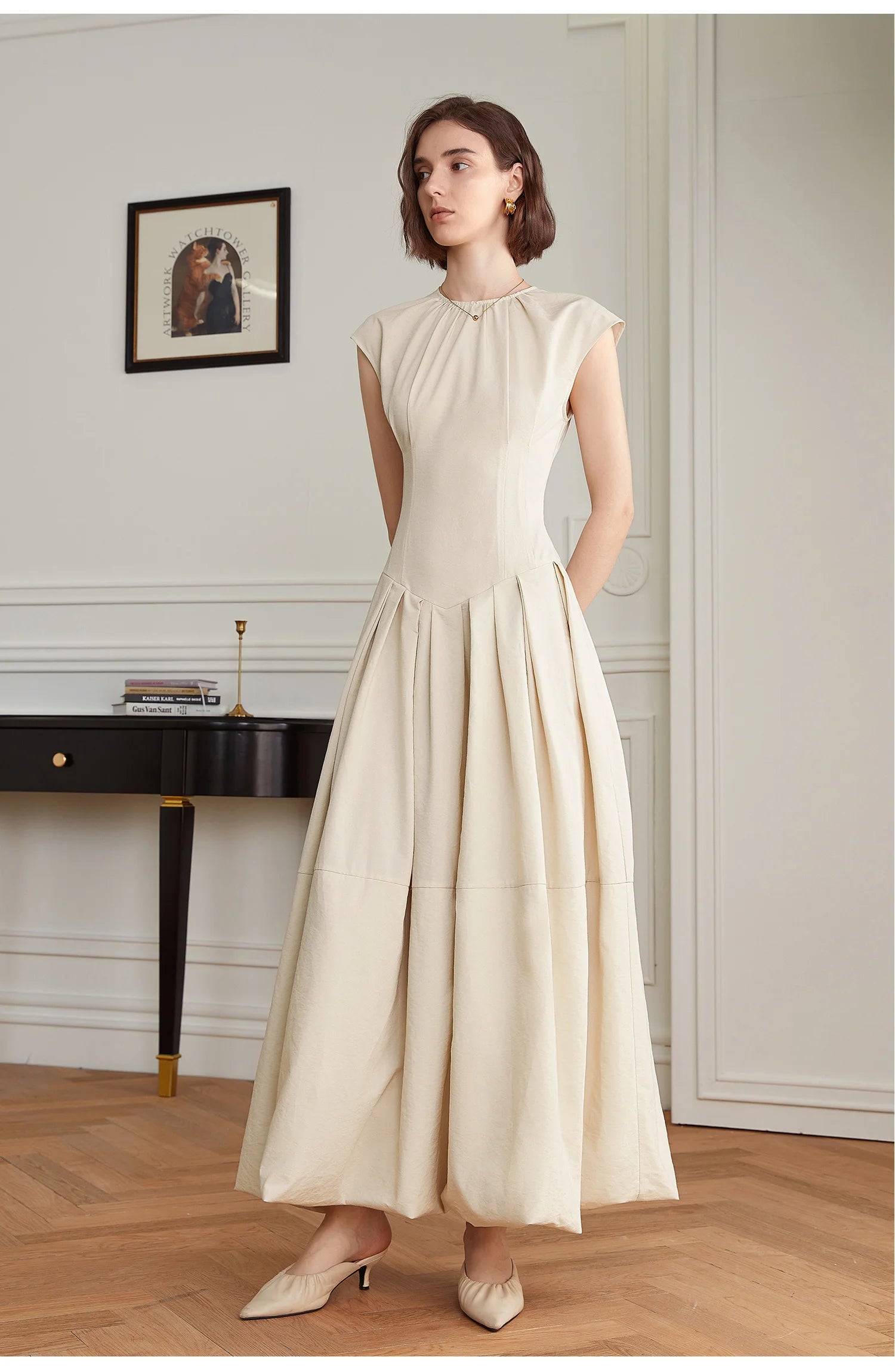 Mathilde pleated midi dress