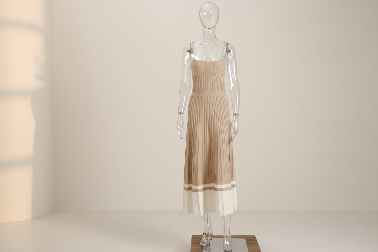 Solid Pleated Knit Slip Dress — lifestyle shot