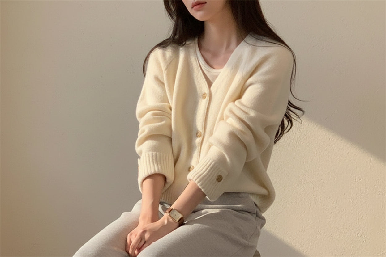 ELNOVÉ V-Neck Knit Cardigan